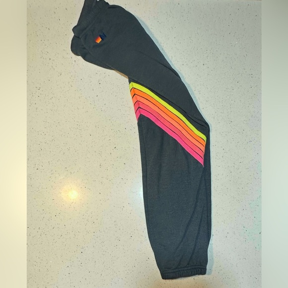 AVIATOR NATION 5 STRIPE SWEATPANTS - PRE-LOVED // NEON RAINBOW - Picture 5 of 12